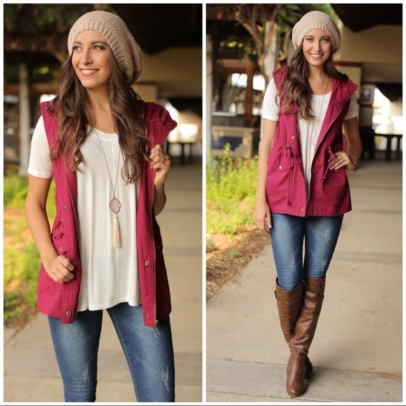 Infinity Raine Jackets & Blazers - LAST ONE! Wine Military Cargo Vest